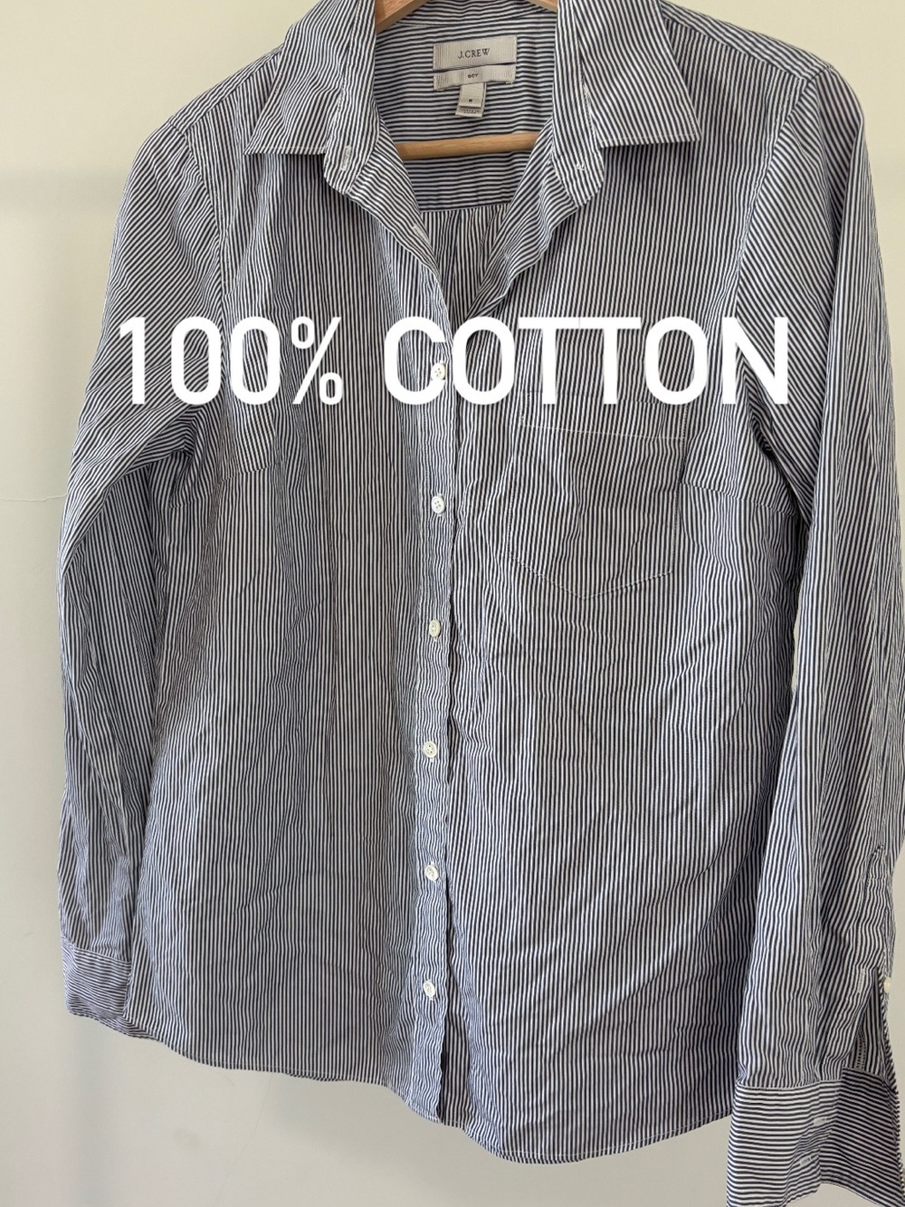 J. Crew Kids Navy and White Thin-Stripe Button-Down Shirt | 100% cotton | Size 6
